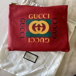 Gucci Red Portfolio Clutch